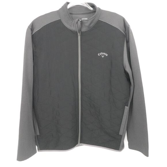 Callaway Other - Callaway Full Zip Jacket Mens XL Black Gray Quilted Golf Layer Poly Stretch Warm